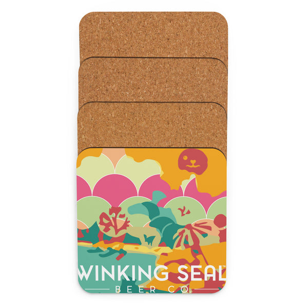 Winking Seal Beer Co.™ Poster Art Cork-Back Coaster (Hoi An)