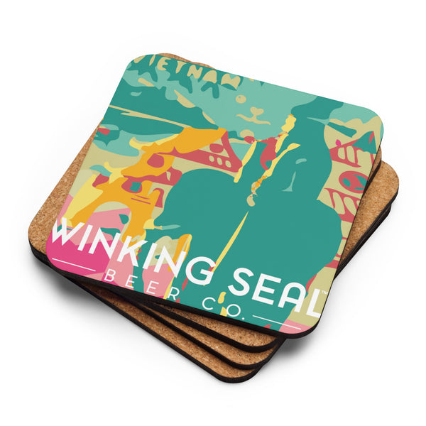 Winking Seal Beer Co.™ Poster Art Cork-Back Coaster (Hue)